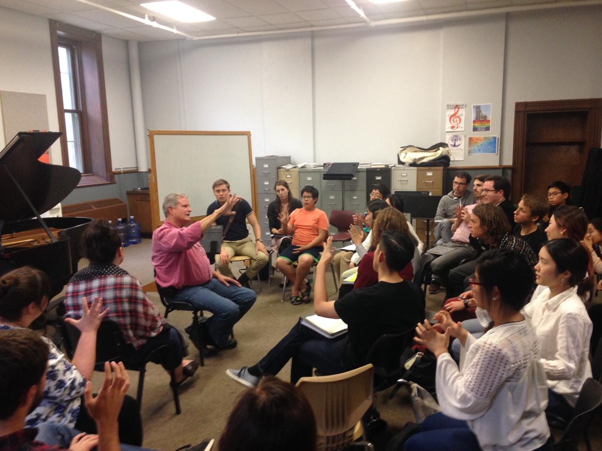 Dr. Douglas Gordon gives a lecture about the anatomy of the human hand and common health issues among musicians