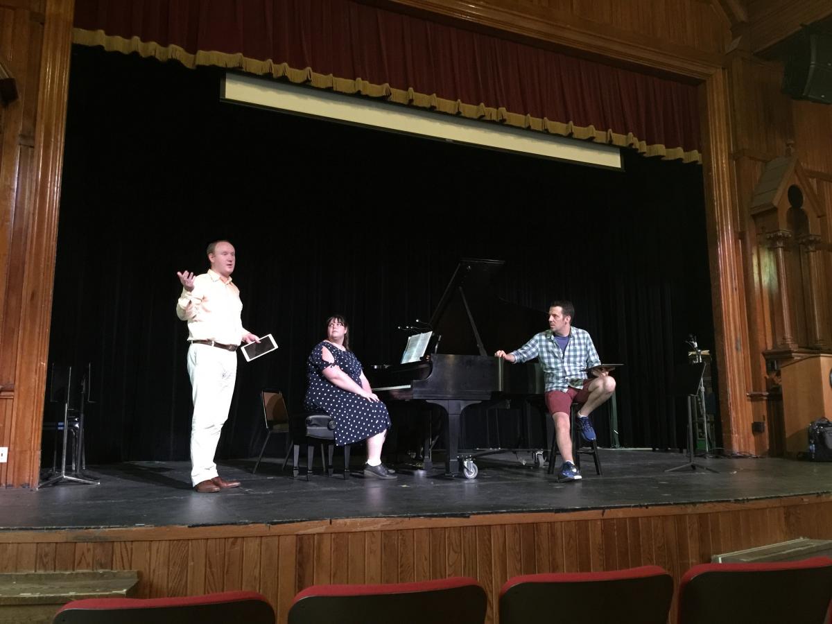 Prof. Tyler Wottrich gives a masterclass to Laura Hendrickson and baritone Matthew Goinz